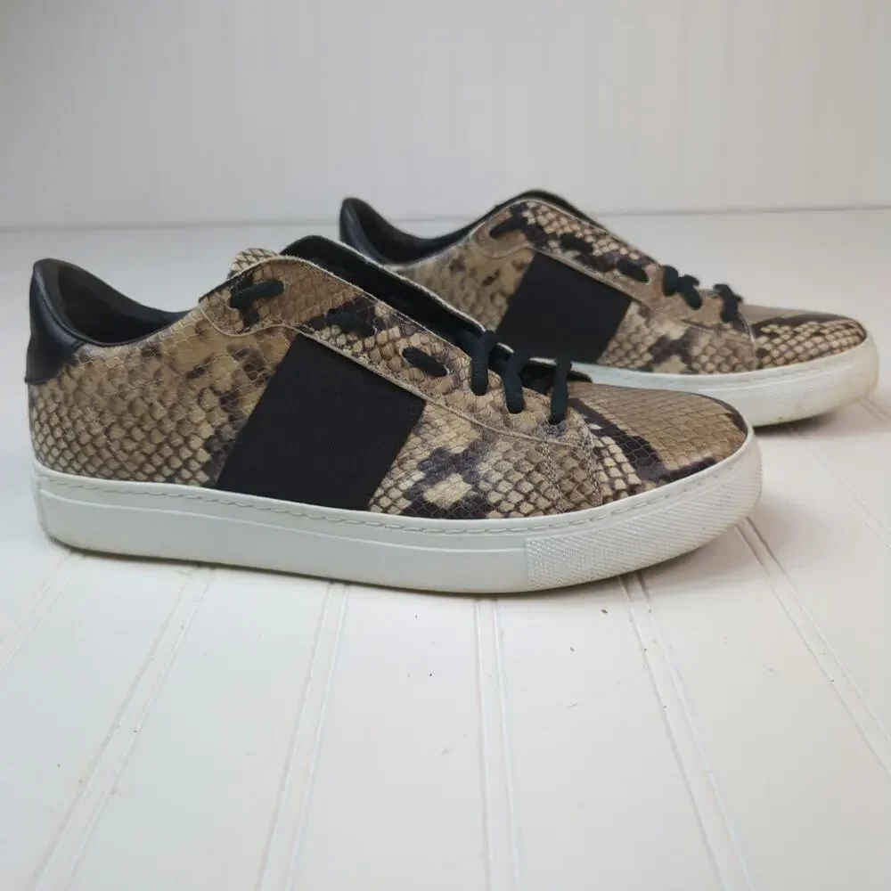 M.Gemi Snake Print Leather Low Top Fashion Sneaker 40